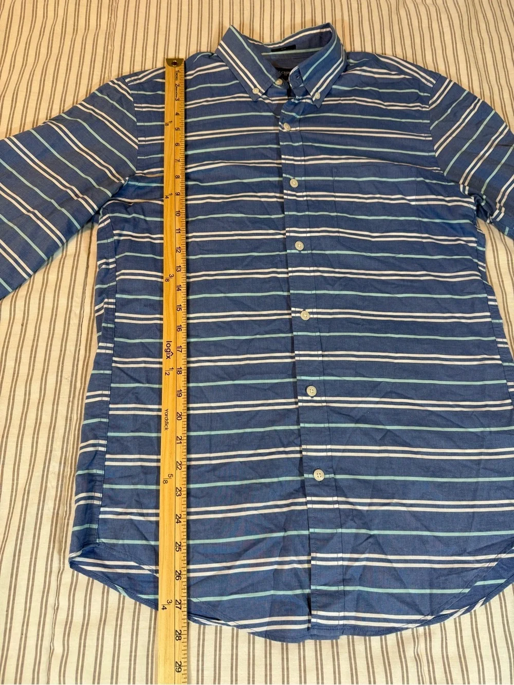 J. Crew Slim Fit Blue Striped Button Down Shirt Men’s Medium Long Sleeve Cotton